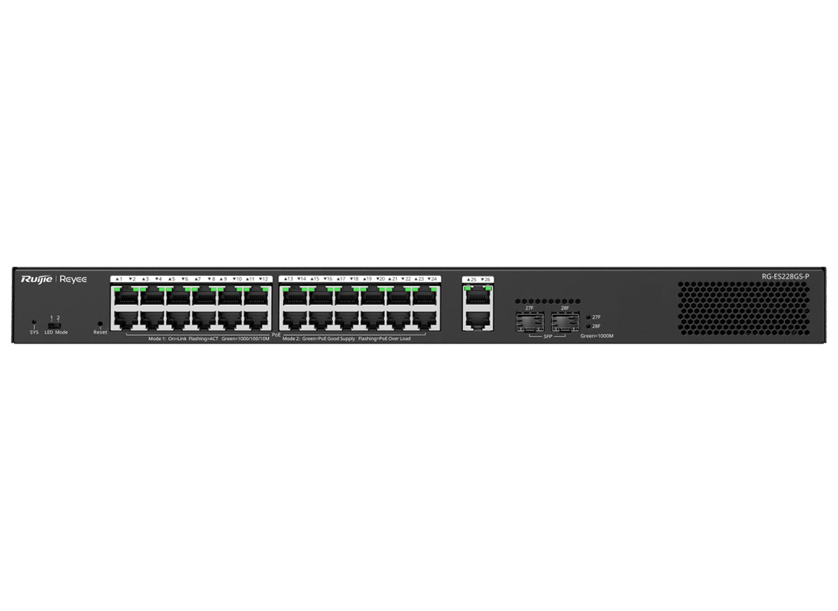 Reyee 26 Port Gigabit with 24 PoE 370W 2SFP Smart Managed Switch - Guards On Duty Shop & Security Guards