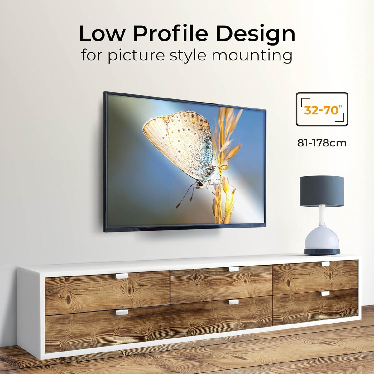 ROSS 32-70" Flat-To-Wall Tv Mount Bracket - Built-In Spirit Level