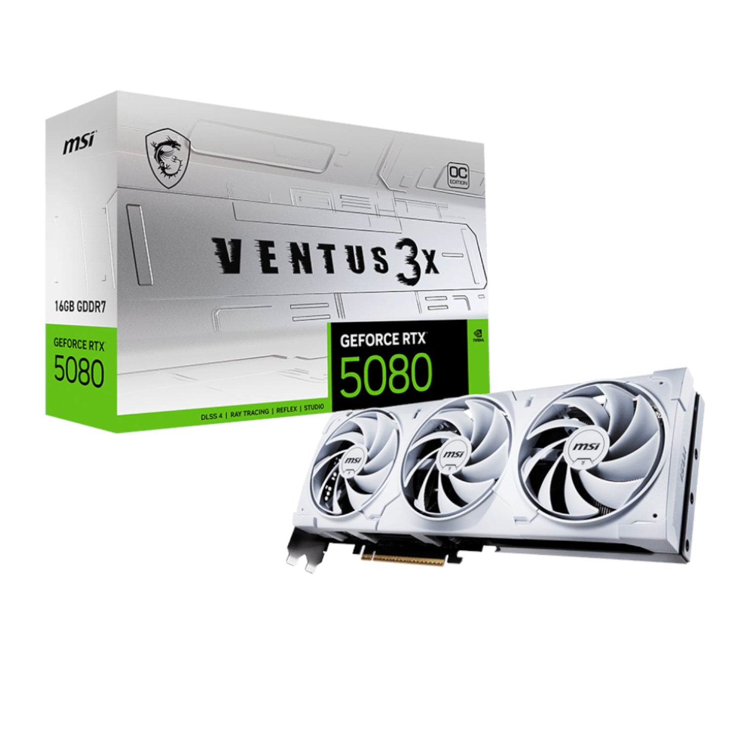 MSI GeForce RTX 5080 VENTUS 3X OC 16GB GDDR7 Graphics Card - White - Guards On Duty Shop & Security Guards