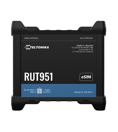 Teltonika RUT951 LTE Cat 4 Industrial Router,Dual-SIM, Wi-FI 4, 1 x WAN(100Mbps), 3 x LAN(100Mbps), MQTT, MODBUS