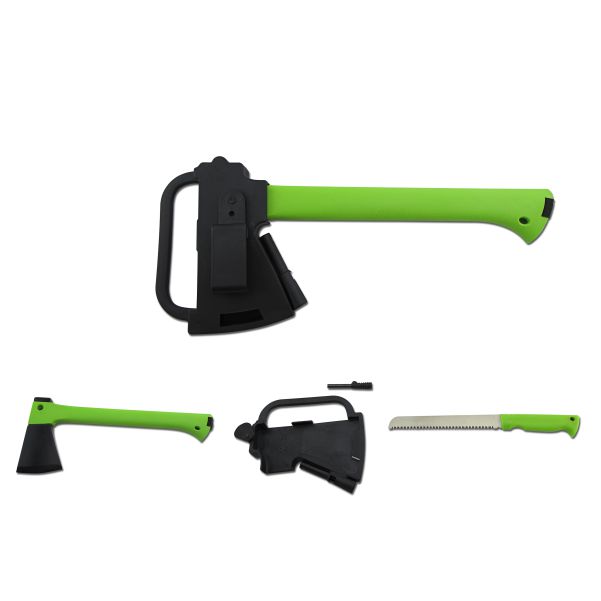 UltraEdge 352mm Axe & Saw with Sheath & Fire Starter Green