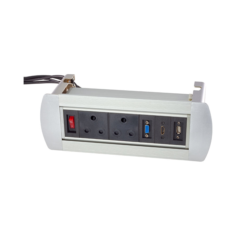 Popup Desk (2xpwr, 1xusb,1xvga,1xhdmi,w Sw)silver — Lucktech | Guards on Duty Shop