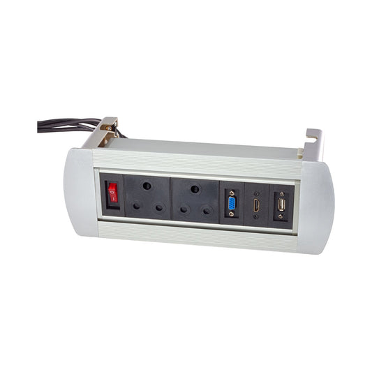 Popup Desk (2xpwr, 1xusb,1xvga,1xhdmi,w Sw)silver — Lucktech | Guards on Duty Shop