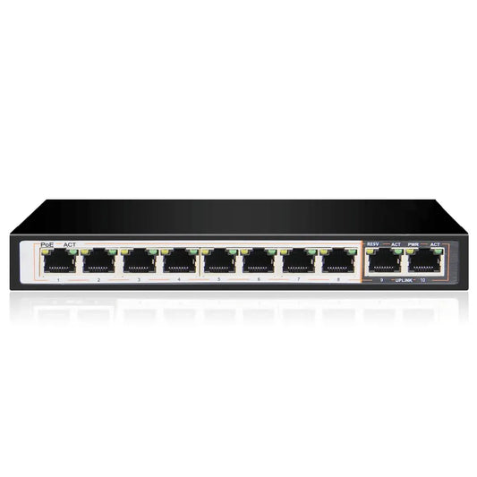 UltraLAN 8-Port 10/100 PoE Switch + 2 FE Uplink – 96W with AI Watchdog