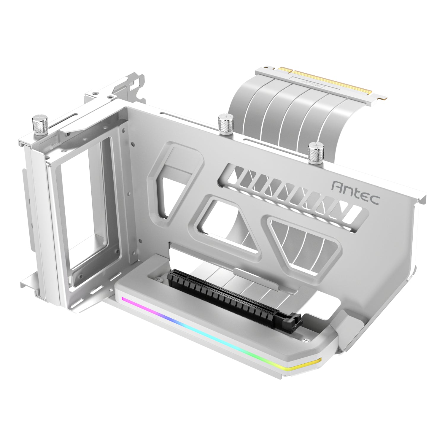 Antec SHIFT ARGB Vertical GPU Bracket with PCIe 4.0 Riser Cable – White - Guards On Duty Shop & Security Guards