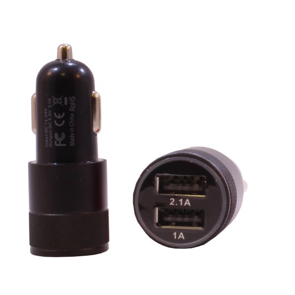 Supaled 12V Car Charger 2x USB 1A & 2A - Black