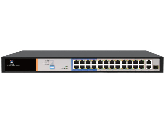 Scoop 24 Port Fast Ethernet PoE 250W 2 Gigabit 1SFP Switch - Guards On Duty Shop & Security Guards