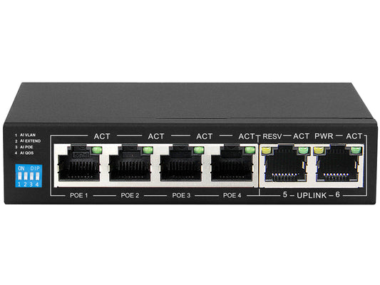 Scoop 6 Port Fast Ethernet 4 PoE 60W Switch - Guards On Duty Shop & Security Guards