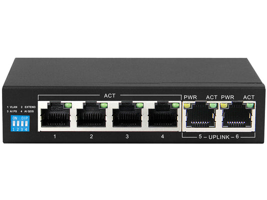 Scoop 6 Port Gigabit 4 PoE 60W Switch - Guards On Duty Shop & Security Guards