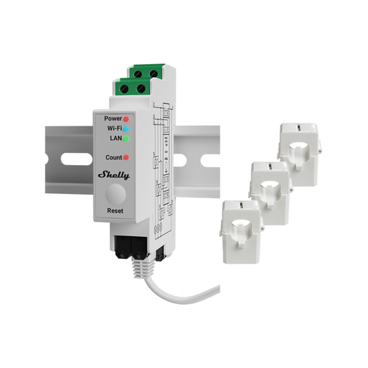 Shelly Pro 3EM-120A DIN-Rail Mountable Single Or Three-Phase Energy Meter With 3-Phase Current Transformers