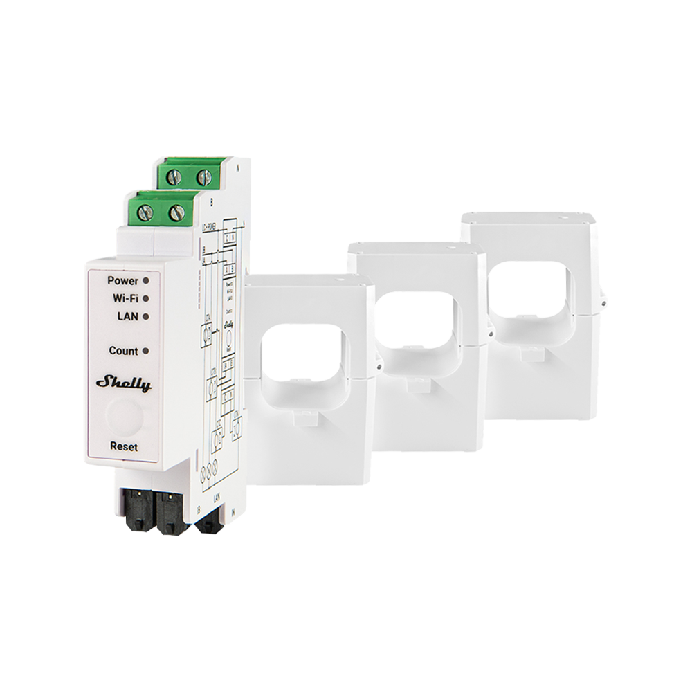 Shelly Pro 3EM-400A DIN-Rail Mountable Single Or Three-Phase Energy Meter With 3-Phase Current Transformers