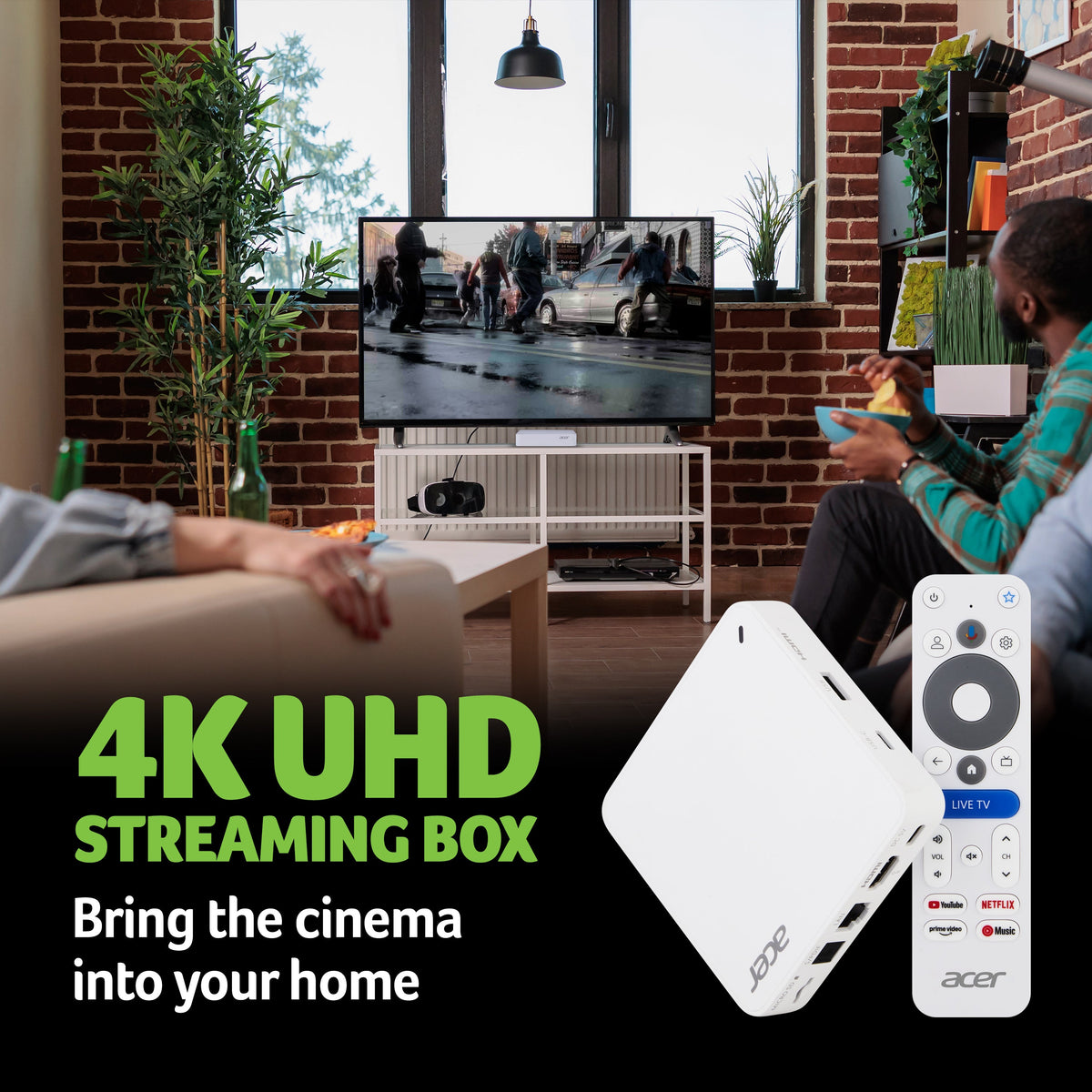 Acer AiTV 4K UHD Google Streaming Device 2GB 16/32-bit DDR4 LPDDR4 RAM; 32GB Storage