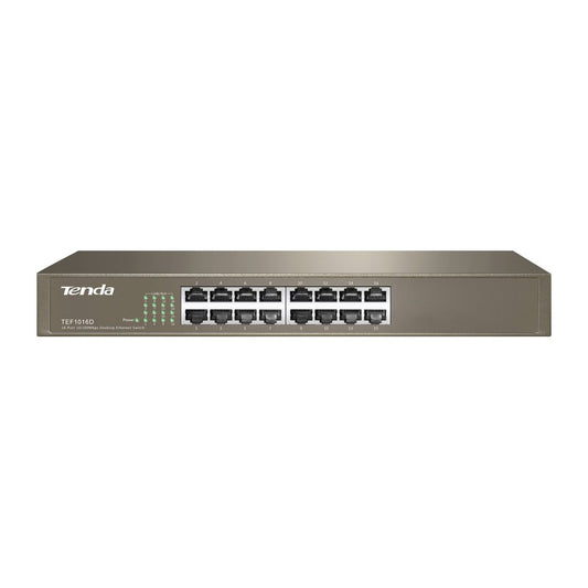Tenda TEF1016D - TENDA SWITCH 16 PORT 10/100 DT/RK METAL