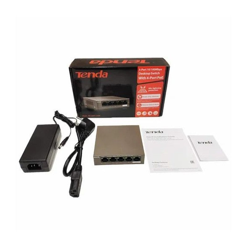 Tenda TEF1105P-4-63W - TENDA DESKTOP  SWITCH 10/100 4-PORT POE 58W 1 PORT 10/100 FAST-ETHERNET UPLINK