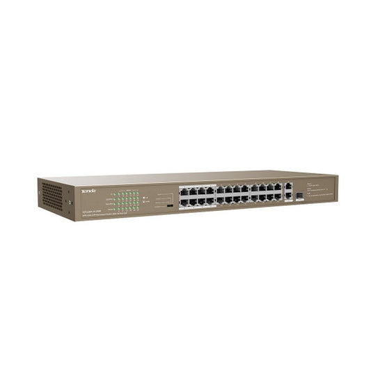 Tenda TEF1126P-24-250W - TENDA RACKMOUNT UNMANAGED SWITCH 10/100 24-PORT POE 230W 1 GIGABIT UPLINK AND 1 GIGABIT/SFP COMBO PO