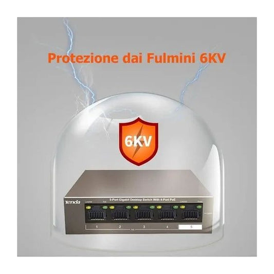 Tenda TEG1105P-4-63W - TENDA DESKTOP  SWITCH GIGABIT 4-PORT POE 58W 1 PORT 10/100 FAST-ETHERNET UPLINK