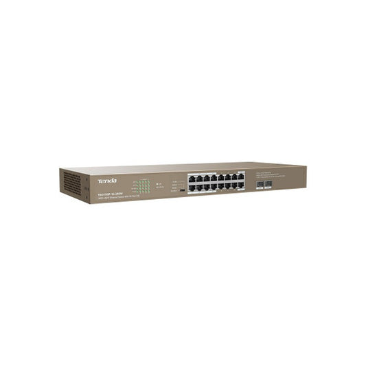 Tenda TEG1118P-16-250W - TENDA RACKMOUNT SWITCH GIGABIT 16 PORT POE with 2 x SFP 250W (INCLUDES BRACKETS)