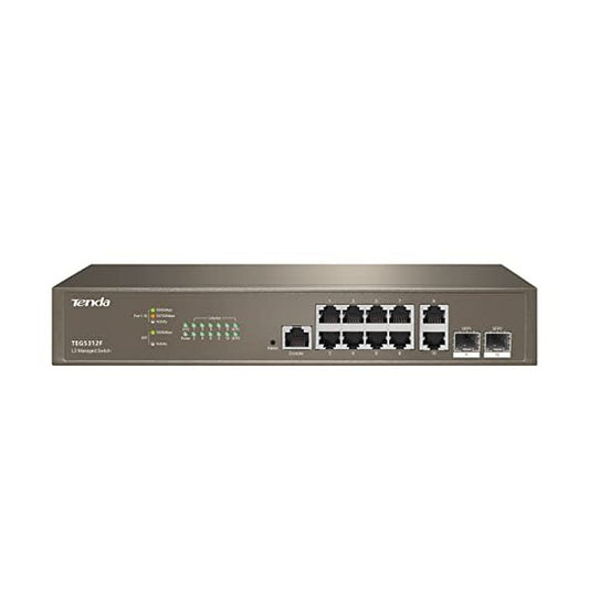 Tenda TEG5312F - TENDA LAYER 3 MANAGED SWITCH, 10 PORT GIGABIT INCLUDING 2 1000Mbps BASE-X SFP PORTS