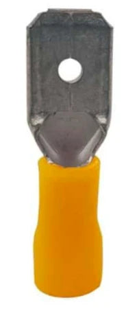 Terminal Preinsulated Yellow Disconnect Male 6.35mm / 10 Pack (50 Pack)