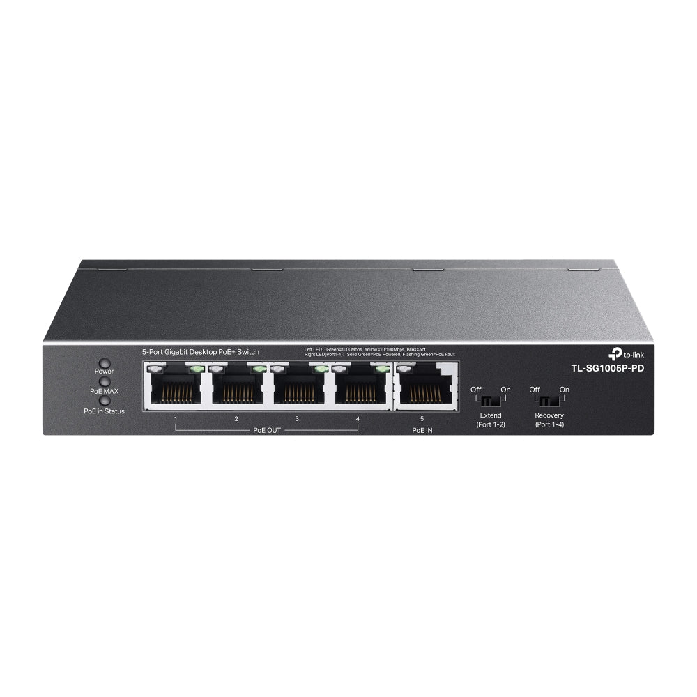 TP-Link 5-Port Gigabit PoE Passthrough Switch 1×PoE++ In 4×PoE+ Out 66W Steel Case
