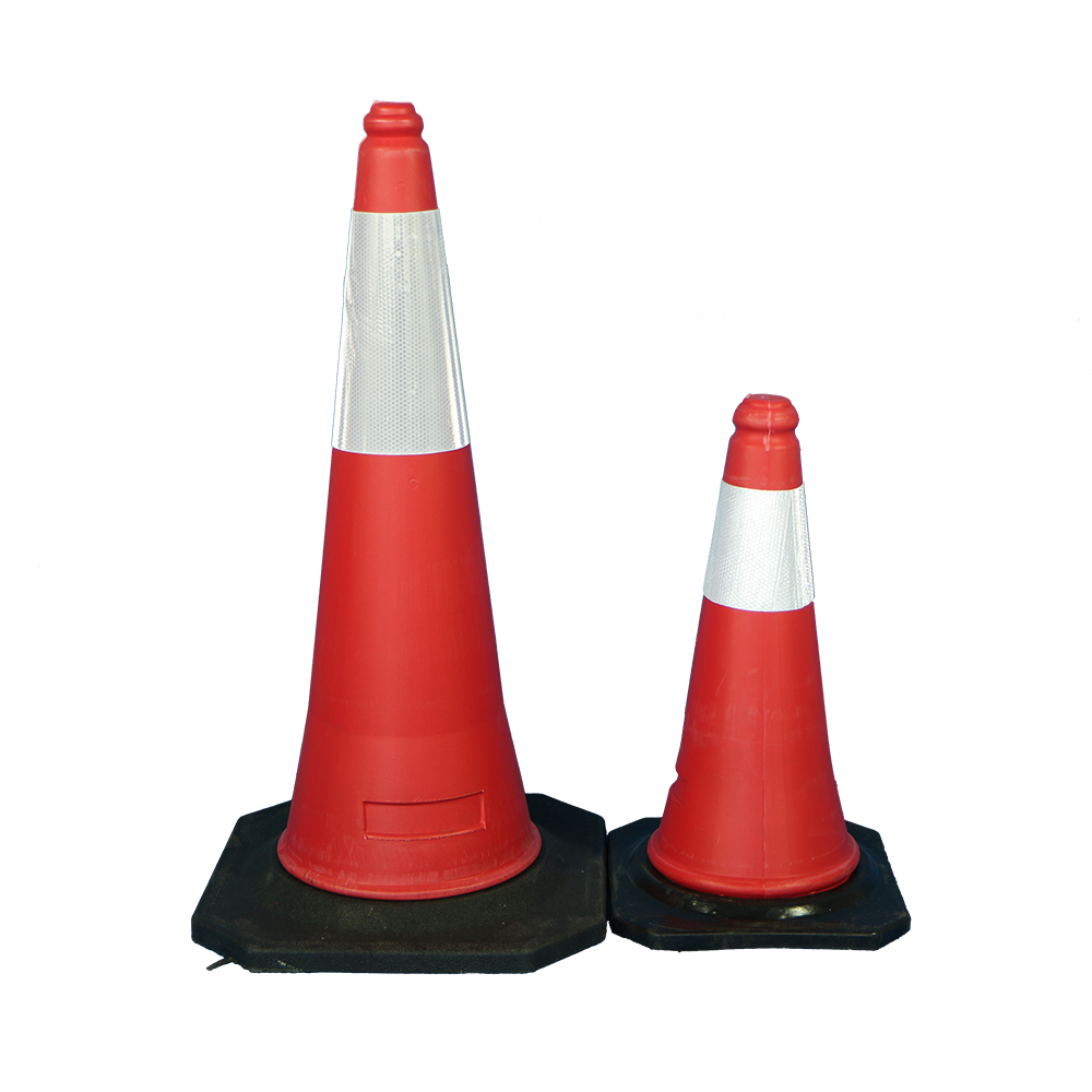 Pinnacle Traffic Cone 750mm Black Rubber Stand with Reflective Tape ...