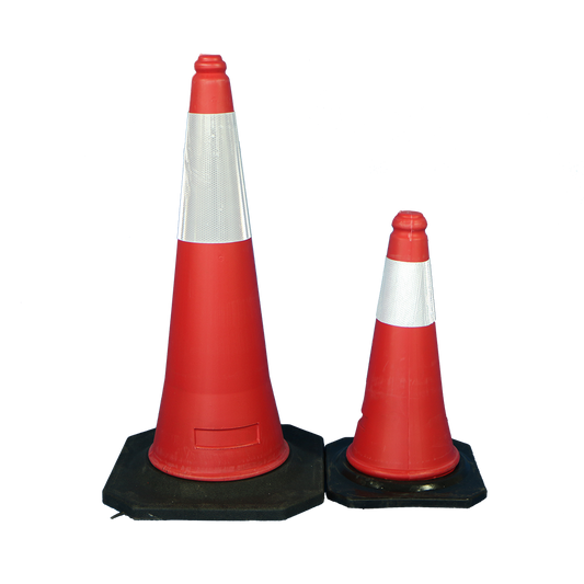 Pinnacle Traffic Cone 750mm Black Rubber Stand with Reflective Tape (Pack of 3)