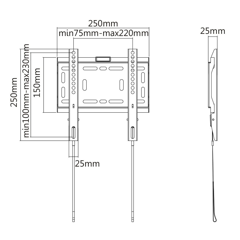 Flat Screen Wall Mount – Slim Fixed 23″-42″ (50kg)