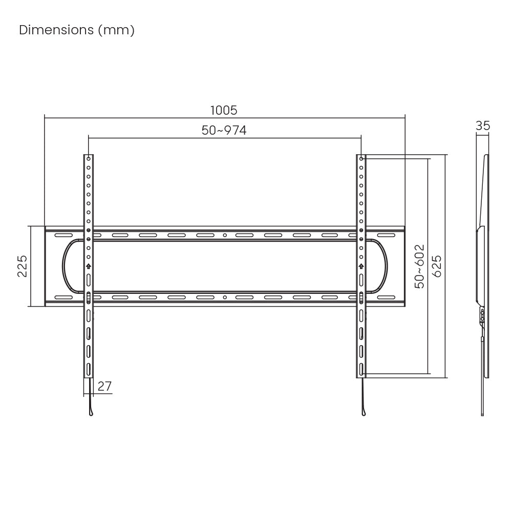 Heavy Duty Fixed TV Wall Mount 60” to 120” 120kg (TVARMECPL10)