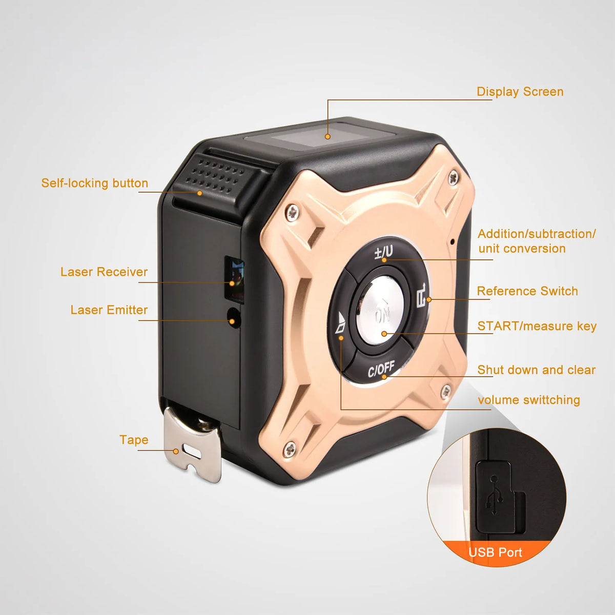 2-in-1 40m Laser Distance Measurer & Tape Measure