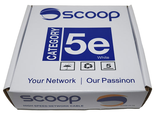 Scoop 100m Box Cat5e CCA White UTP Cable - Guards On Duty Shop & Security Guards