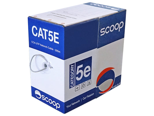 Scoop 305m Box Cat5e CCA Grey UTP Cable - Guards On Duty Shop & Security Guards
