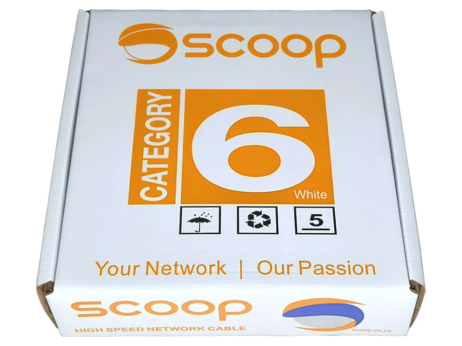 Scoop 100m Box Cat6 CCA White UTP Cable - Guards On Duty Shop & Security Guards