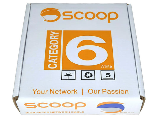 Scoop 100m Box Cat6 CCA White UTP Cable - Guards On Duty Shop & Security Guards