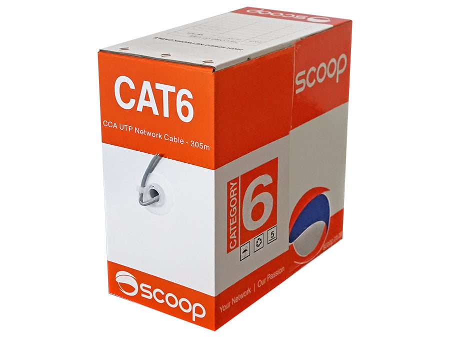 Scoop 305m Box Cat6 CCA Grey UTP Cable - Guards On Duty Shop & Security Guards