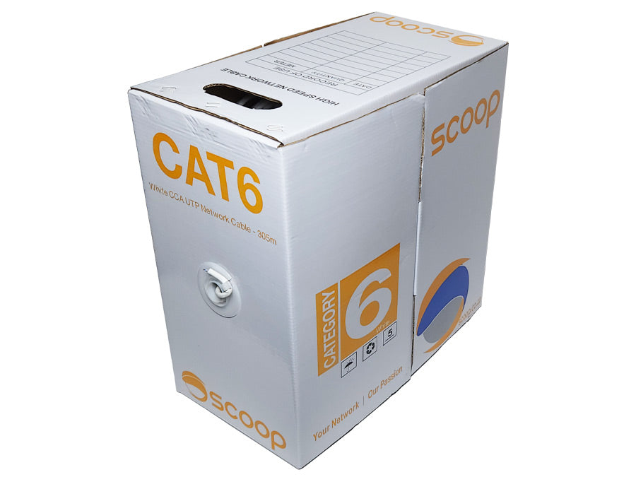 Scoop 305m Box Cat6 CCA White UTP Cable - Guards On Duty Shop & Security Guards