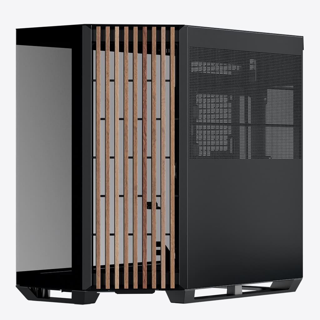 Aerocool APNX V1 premium Black and Wood mid-tower ATX case -Supports up to 10 fans - 6x2.5'' or 2x 3.5'' - 360mm radiator -