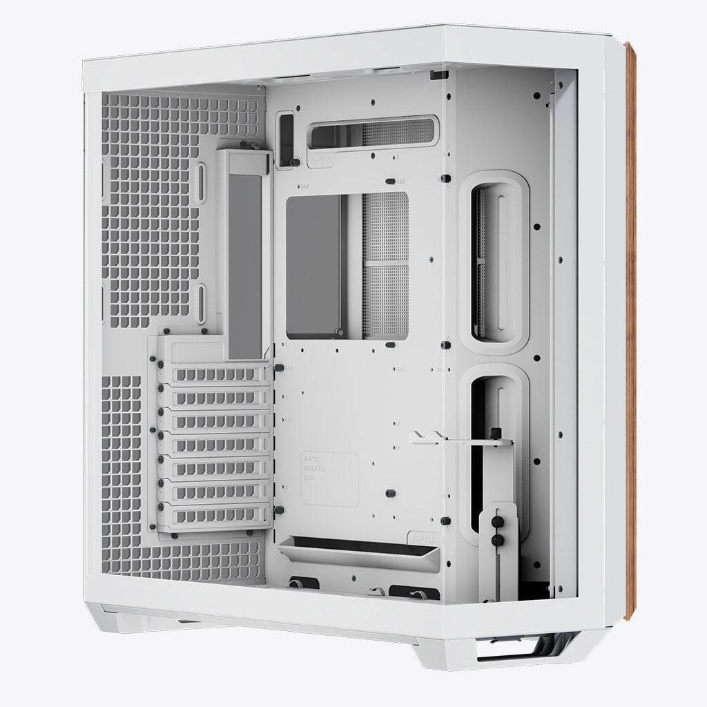 Aerocool APNX V1 premium White and Wood mid-tower ATX case -Supports up to 10 fans - 6x2.5'' or 2x 3.5'' - 360mm radiator -