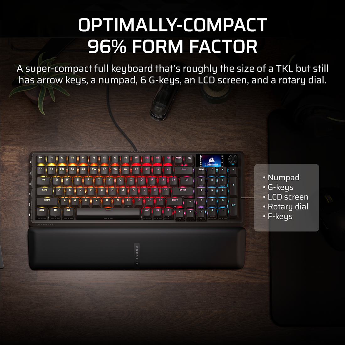 Corsair VANGUARD 96% Gaming Keyboard - MLX Fusion tactile switches - Black.