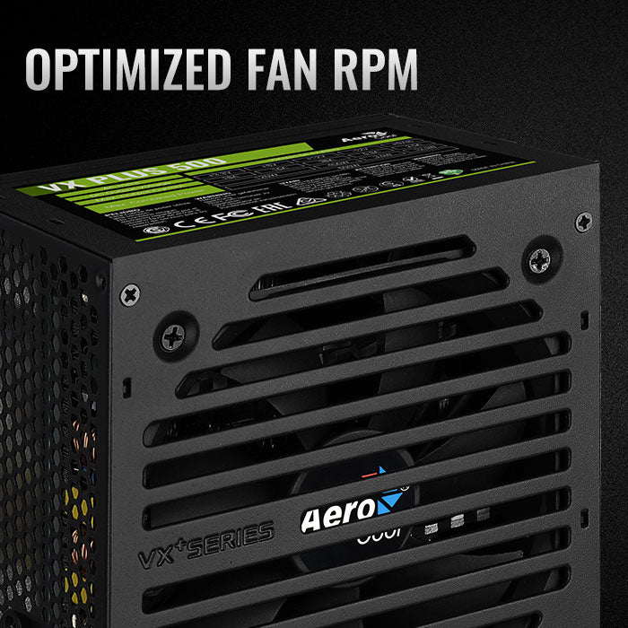 Aerocool VX PLUS 500W PSU - ATX 24 PIN; 1x 4+4PIN CPU; 3x SATA; 3x PATA; 1x PCIe 6+2PIN