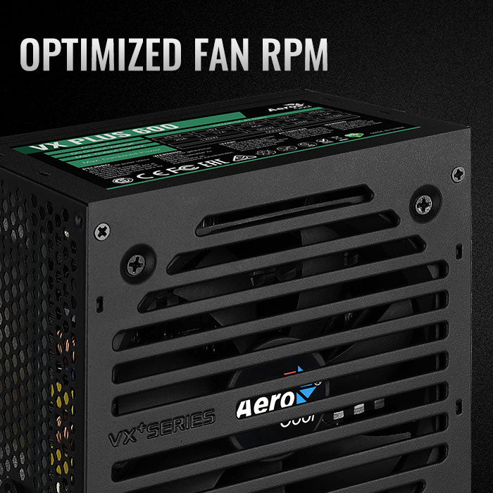 Aerocool VX PLUS 600W PSU - ATX 24 PIN; 1x 4+4PIN CPU; 4x SATA; 3x PATA; 1x PCIe 6+2PIN