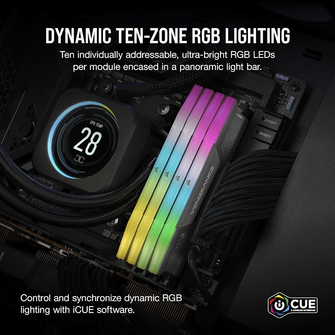 CORSAIR VENGEANCE RGB DDR5 16GB (1 x 16GB) DDR5 6000 CL38-48-48-96 1.35V Intel XMP & AMD EXPO - GREY