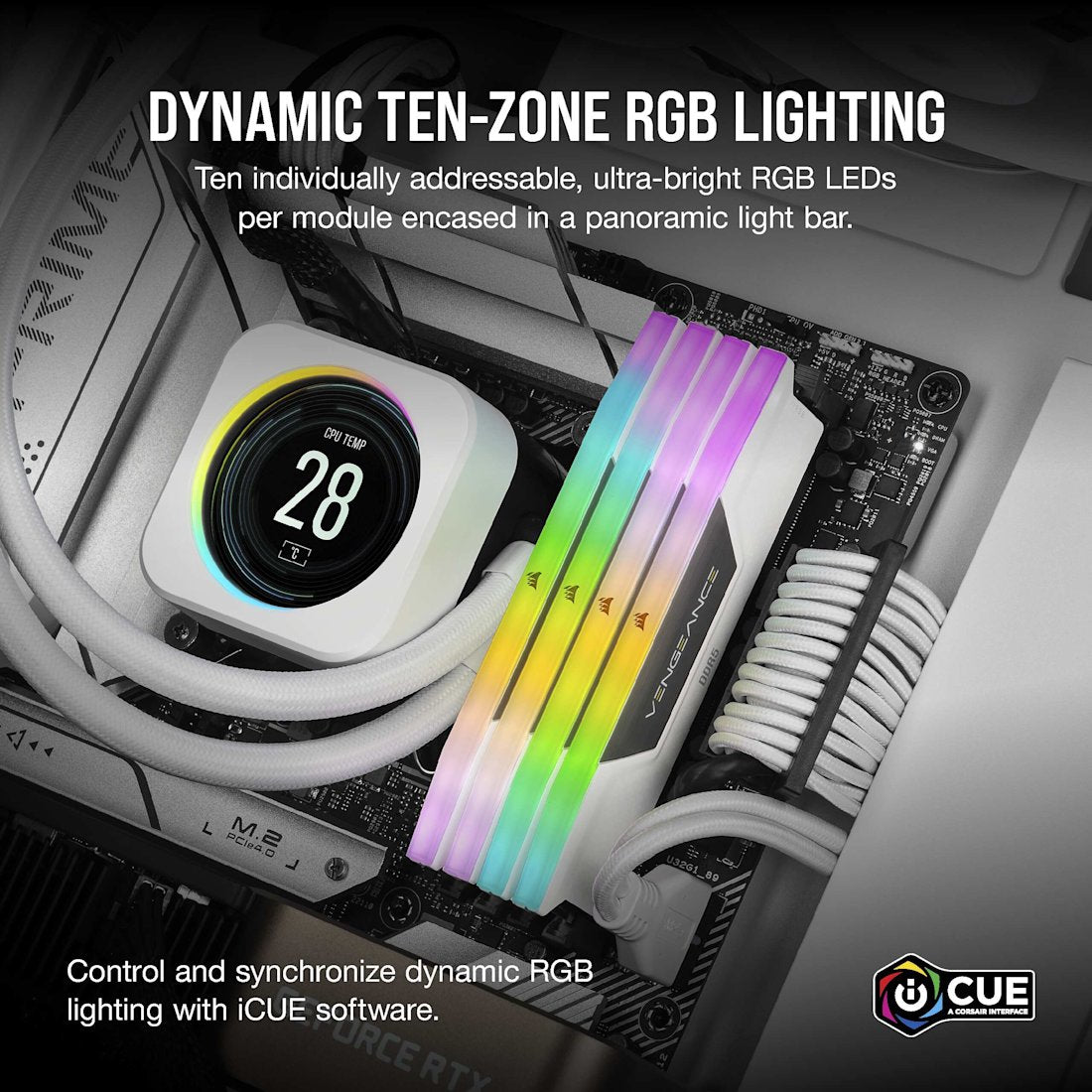 Corsair VENGEANCE RGB DDR5 32GB (2 x 16GB) DDR5 6000 CL38-44-44-96 1.35V Intel XMP & AMD EXPO - White