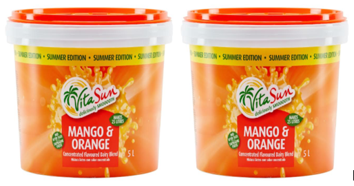 Vita Sun 2 X 5L 10Lt Mango Orange 8% Blended Fruit Drink Concentrate 5 Liter (Sold 2 X 5L Per Case) Vita Sun Mango