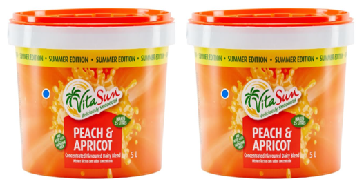 Vita Sun 2 X 5L 10Lt Peach Apricot 8% Blended Fruit Drink Concentrate 5 Liter (Sold 2 x 5L Per Case) Vita Sun Peach