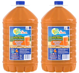 Vita Sun 2 X 5L Breakfast Punch 8% Blended Fruit Drink Concentrate 5 Liter (Sold 2 x 5L Per Case) Vita Sun Breakfast