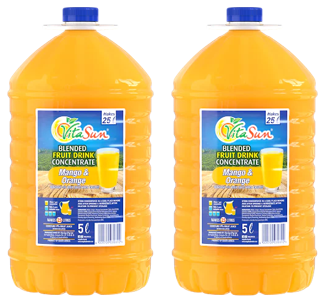 Vita Sun 2 X 5L Mango Orange Blended Fruit Drink Concentrate 5 Liter (Sold 2 x 5L Per Case) Vita Sun Mango Orange 5L