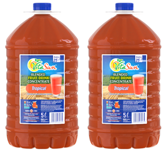 Vita Sun 2 X 5L Tropical Punch 8% Blended Fruit Drink Concentrate 5 Liter (Sold 2 x 5L Per Case) Vita Sun Tropical