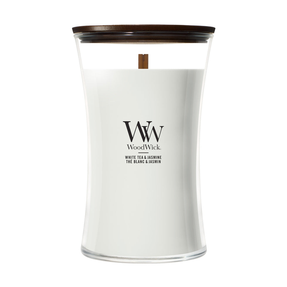 WoodWick Large Hourglass Candle - White Tea & Jasmine