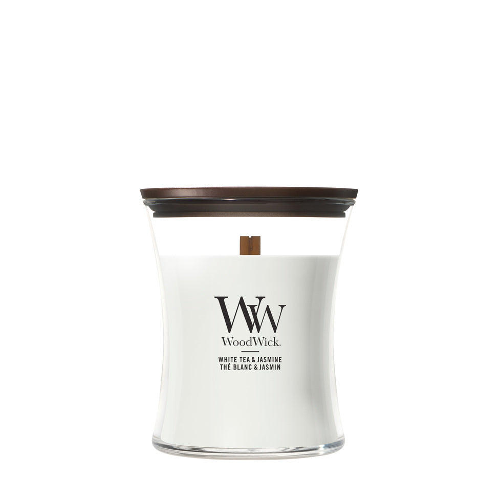 WoodWick Medium Hourglass Candle - White Tea & Jasmine