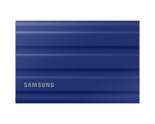 SAMSUNG T7 SHIELD PORTABLE SSD 2 TB, TRANSFER SPEED UP TO 1050 MB/S, USB 3.2 (GEN2, 10GBPS) BACKWARDS COMPATIBLE, AES 256-BIT HARDWARE ENCRYPTION COLOUR: BLUE 3 YEARS WARRANTY FEATURES: SUPER FAST EXTERNAL STORAGEUP TO 9.5 TIMES FASTER THAN EXTERNAL HDDS - Guards On Duty Shop & Security Guards